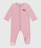 Babies' plain velour pyjama suit CHARME pink