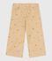 Girls' patterned corduroy trousers CAJOU beige/MULTICO