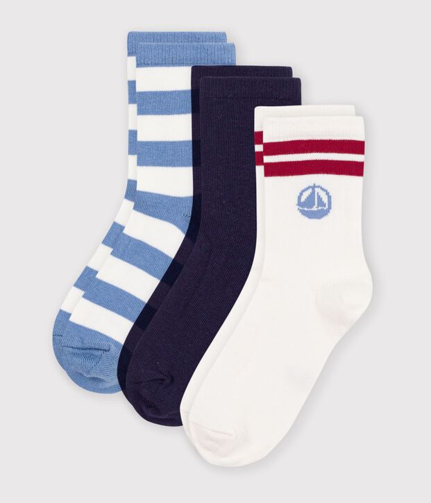 3 pairs of children's stripy cotton socks multicolor