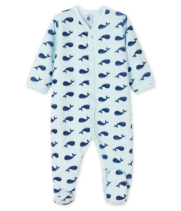 Baby Boys' Velour Whale Sleepsuit blue/blue