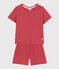Girls' Plain Openwork Cotton Short Pyjamas PAPI pink