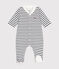 Babies' tube-knit pyjamas MARSHMALLOW white/SMOKING blue