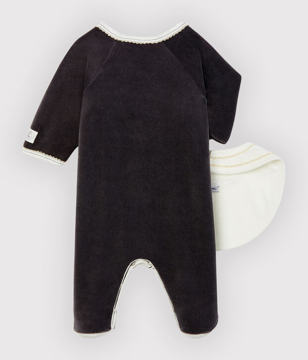Babies' Velour Sleepsuit and Bib Set multicolor