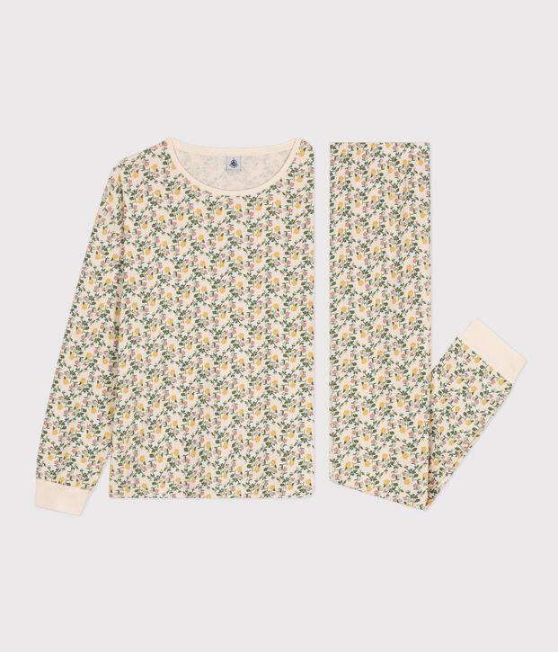 Women's Floral-pattern Cotton Pyjamas Ecru/multicolor