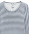 women's long sleeved cotton and wool t•shirt TURQUIN blue/MARSHMALLOW white