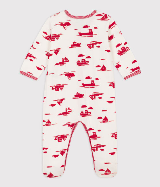 Printed Tube Knit Sleepsuit MARSHMALLOW white/PEPS red