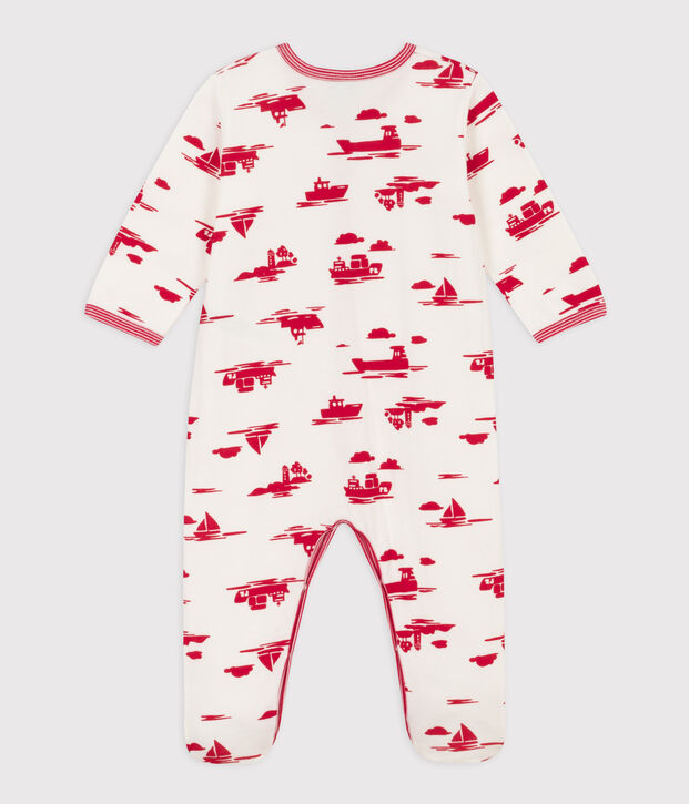 Printed Tube Knit Sleepsuit white/red