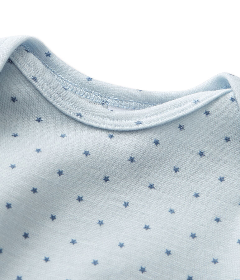 Baby boys' short wool and cotton coverall FRAICHEUR blue/TEMPETE grey