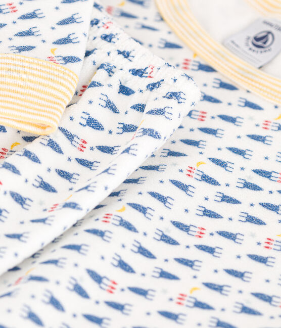 Children's velour dramas with a rocket print MARSHMALLOW white/MULTICO white