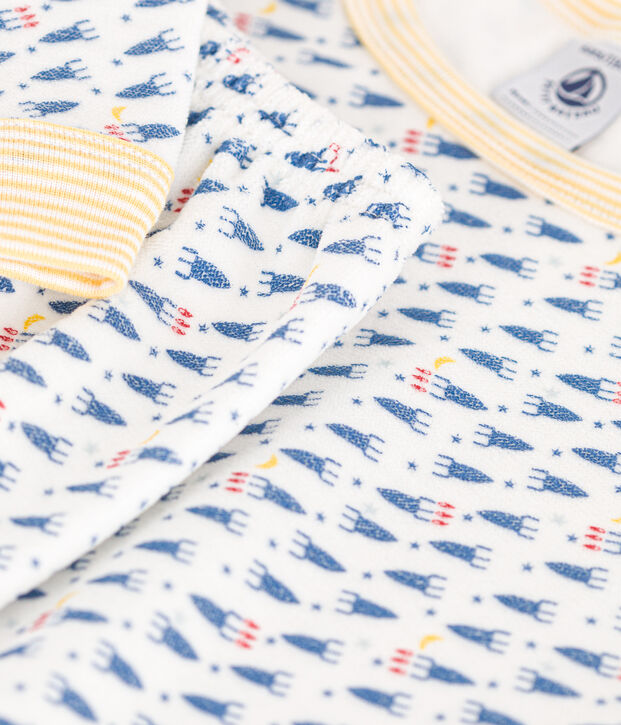 Children's velour dramas with a rocket print white/multicolor