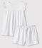 Girls' White Fine Cotton Short Pyjamas ECUME white