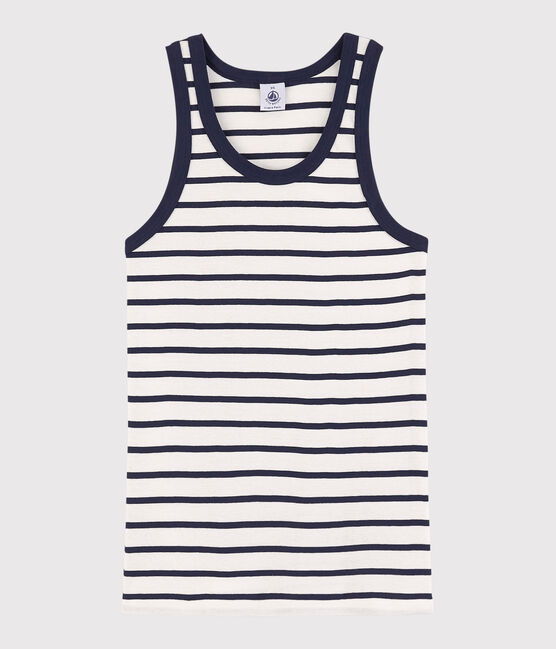 Women's Iconic Striped Cotton Vest Top MARSHMALLOW white/SMOKING blue