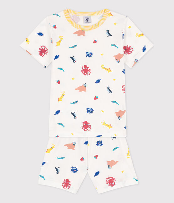 Unisex Glow-in-the-Dark Short Cotton Pyjamas MARSHMALLOW white/MULTICO white