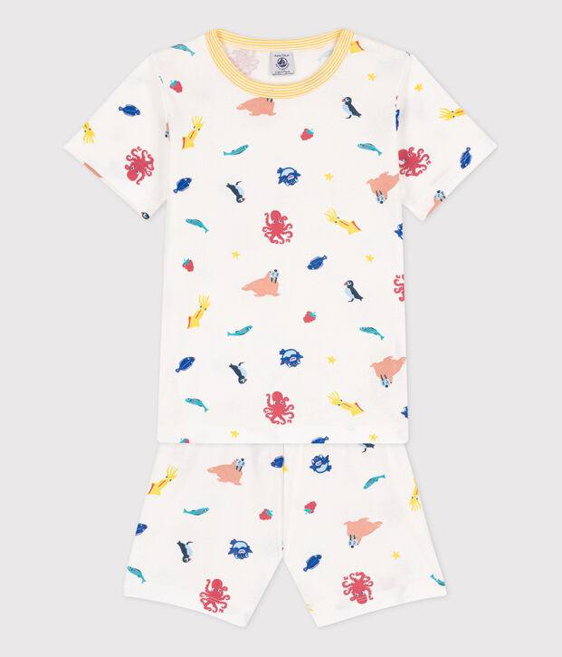 Unisex Glow-in-the-Dark Short Cotton Pyjamas white/multicolor