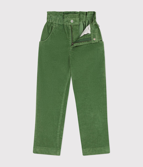 Girls' corduroy trousers PALMERAIE green
