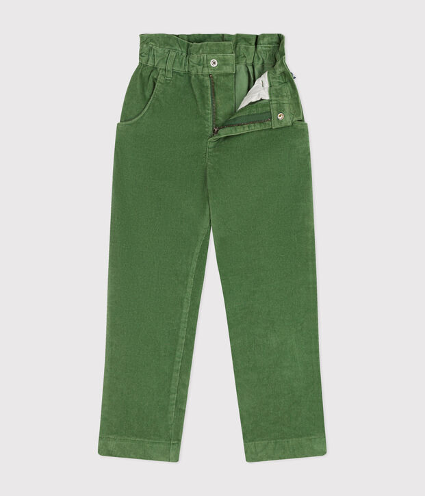 Girls' corduroy trousers green