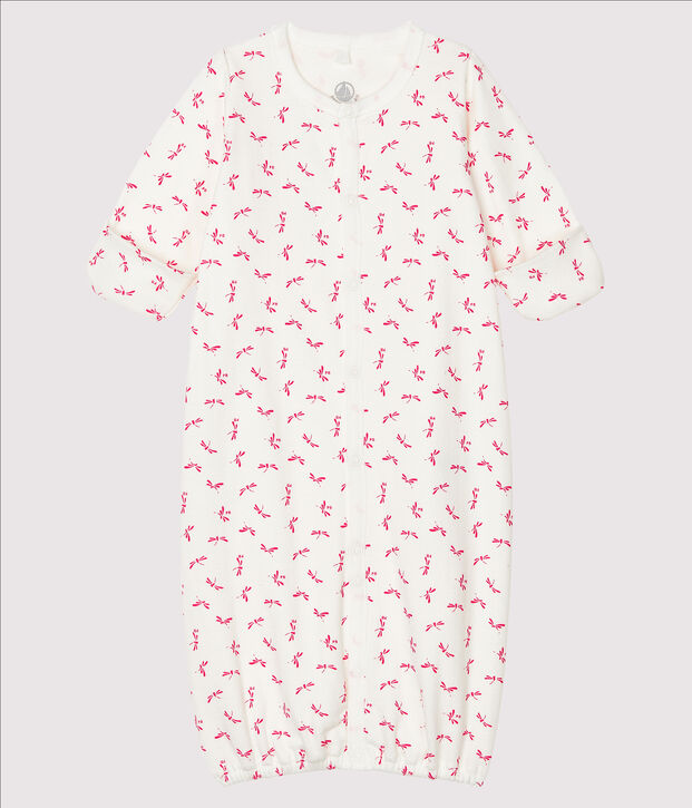 Babies' Ribbed Jumpsuit/Sleeping Bag white/pink