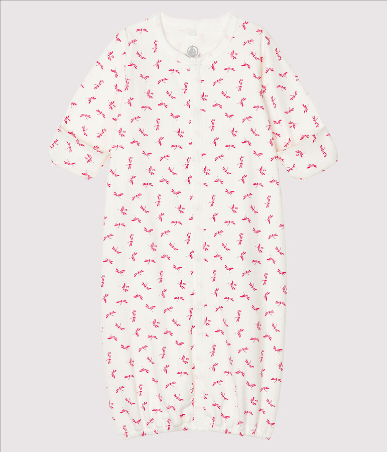 Babies' Ribbed Jumpsuit/Sleeping Bag MARSHMALLOW white/GROSEILLER pink