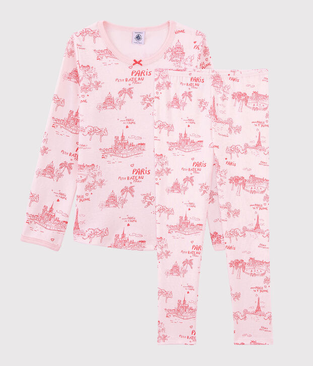 Girls' Toile de Jouy Paris Cotton Pyjamas pink/pink