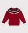 Boys' wool and cotton jacquard jumper STOP red/MULTICO