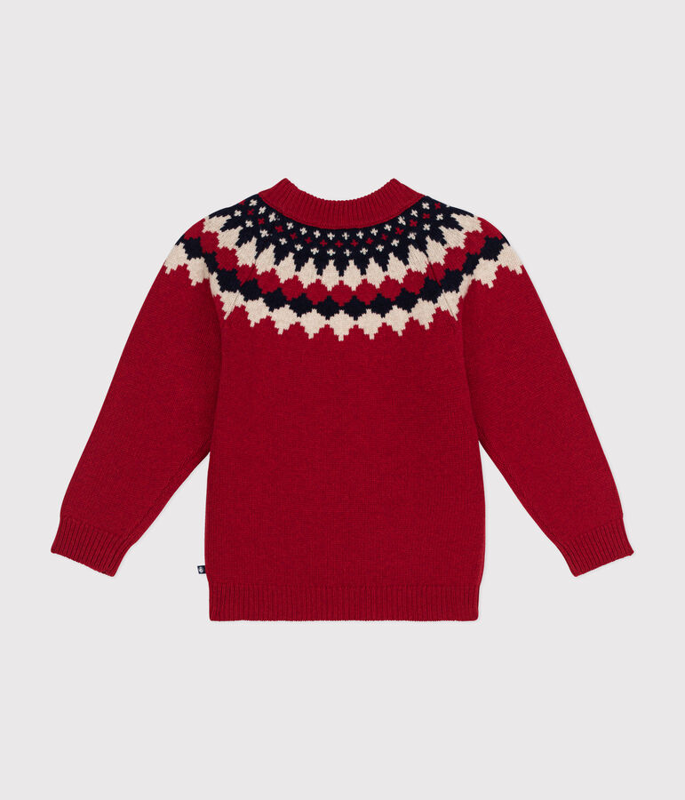 Boys' wool and cotton jacquard jumper red/multicolor
