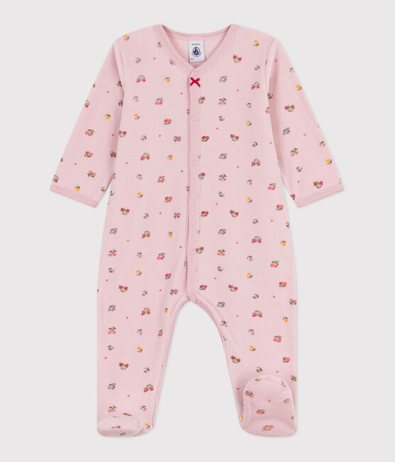 Babies' floral-print velour pyjama suit JOLI pink/MULTICO white