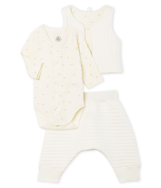 Baby Tube Knit Clothing - 3-piece set MARSHMALLOW white