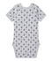 Newborn baby boys' short-sleeved printed bodysuit POUSSIERE grey/MEDIEVAL blue