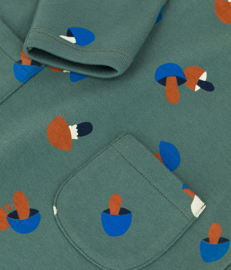 Babies' Patterned Fleece Jumpsuit VALLEE green/MULTICO ecru