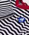 Babies' long-sleeved stripy cotton T-Shirt SOIR blue/MILK