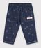 Babies' trousers in boat print denim blue/ecru