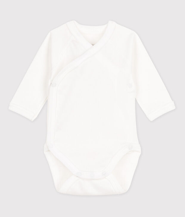 Babies' Unisex Short-Sleeved Wrapover Bodysuit white