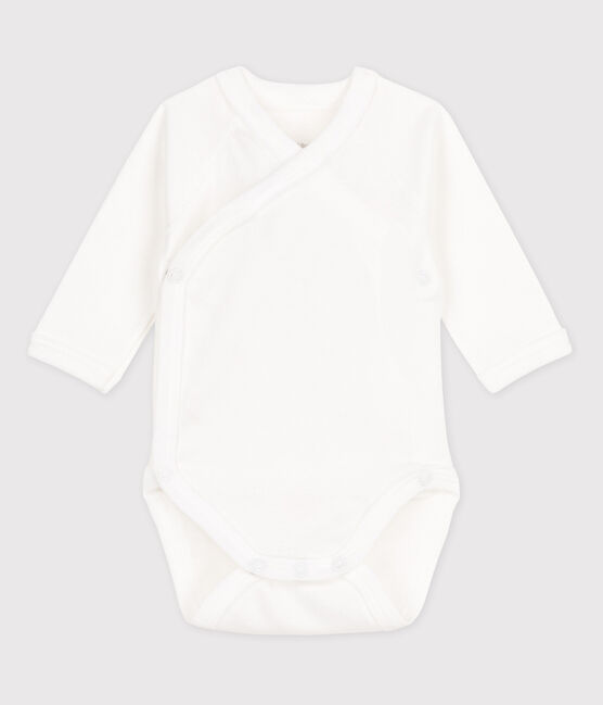 Babies' Unisex Short-Sleeved Wrapover Bodysuit ECUME white