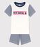 Boys' Blue Pinstriped Short Cotton Pyjamas MARSHMALLOW white/MEDIEVAL blue