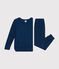 Children's plain pyjamas in brushed terry towelling INCOGNITO blue