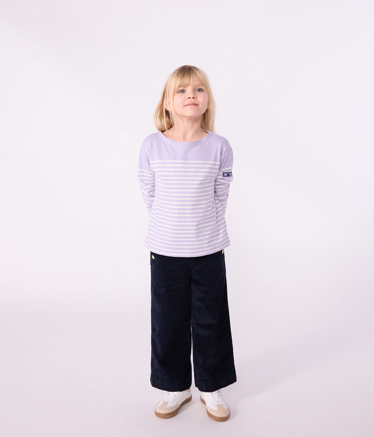 Children's cotton Breton top purple/ecru