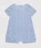 Babies' Short Cotton Playsuit MARSHMALLOW blue/INCOGNITO
