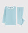 Boys' Snugfit Stripy Blue Cotton Pyjamas TIKI blue/MARSHMALLOW white