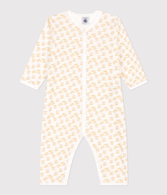 Babies' Footless Cotton Pyjamas MARSHMALLOW white/BOUDOR yellow