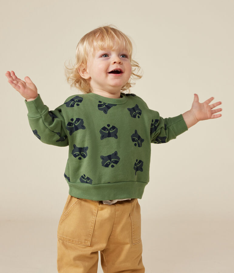 Babies' fleece sweatshirt green/multicolor