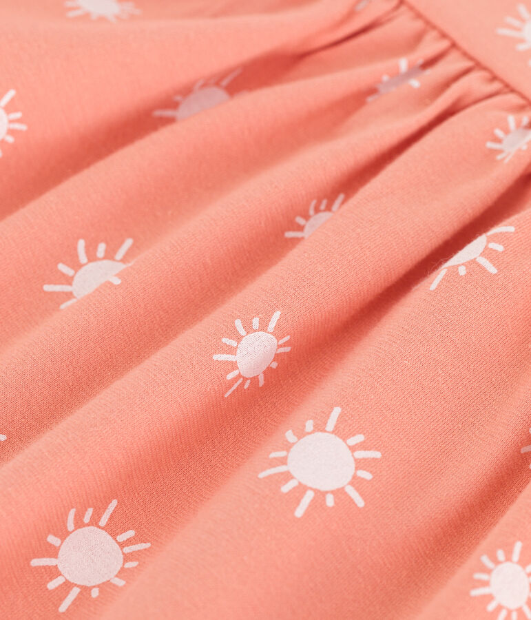 Children's sleeveless printed cotton dress orange/white