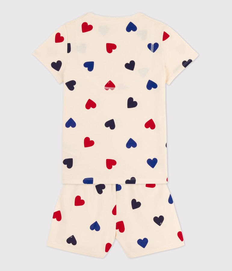 Girls' Heart Patterned Cotton Short Pyjamas AVALANCHE white/MULTICO