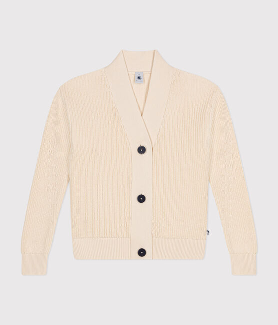 Women's Fisherman's Rib Cotton Cardigan AVALANCHE Ecru