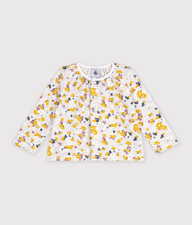 Baby girl's tubular knit cardigan beige/multicolor
