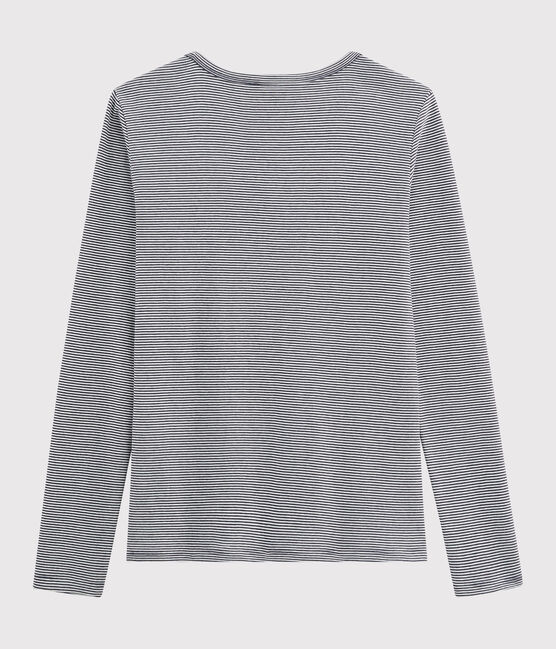Women's Iconic V-Neck Cotton T-Shirt SMOKING blue/MARSHMALLOW white