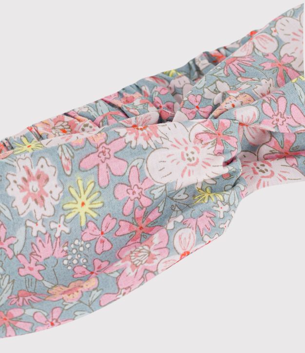 Children's hairband in floral-print poplin blue/multicolor