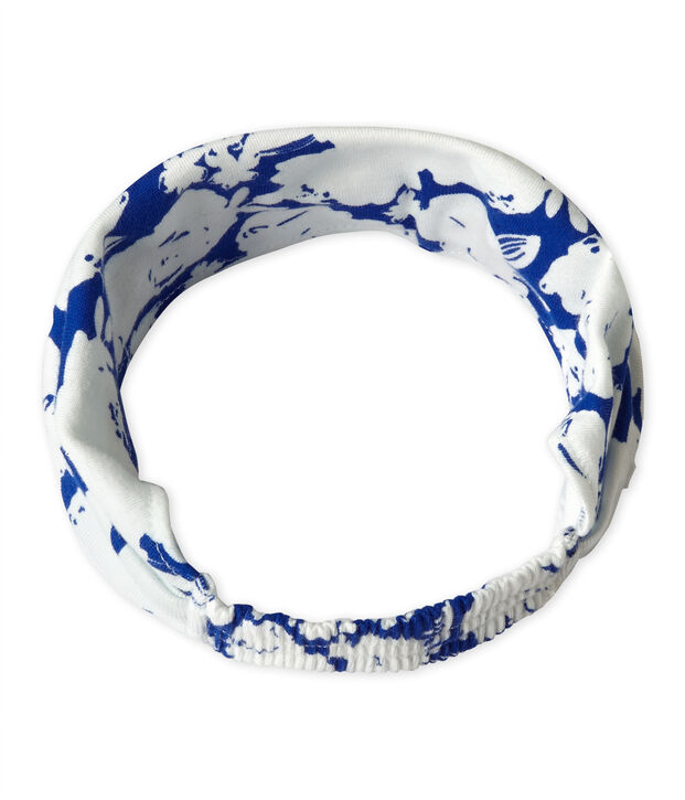 Girl's printed headscarf white/blue