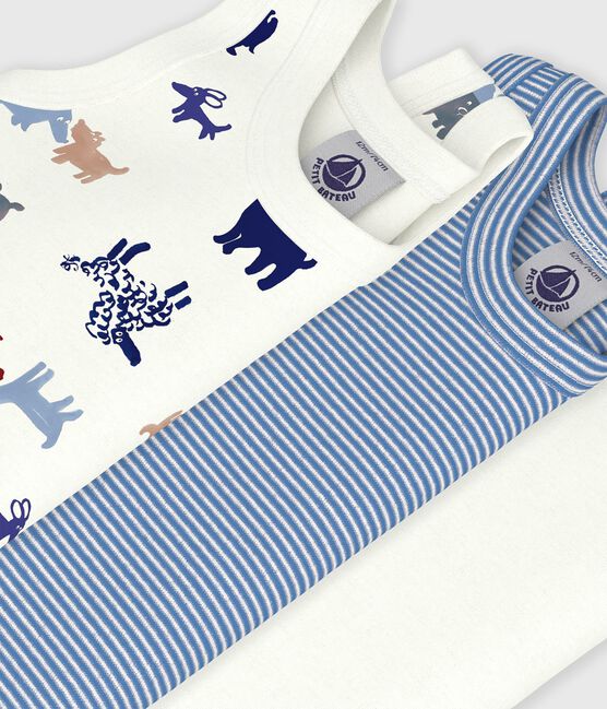 Pack of babies' sleeveless dog print cotton bodies variante 1