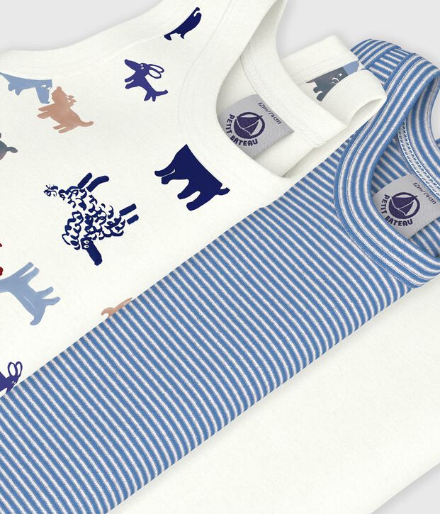 Pack of babies' sleeveless dog print cotton bodies multicolor