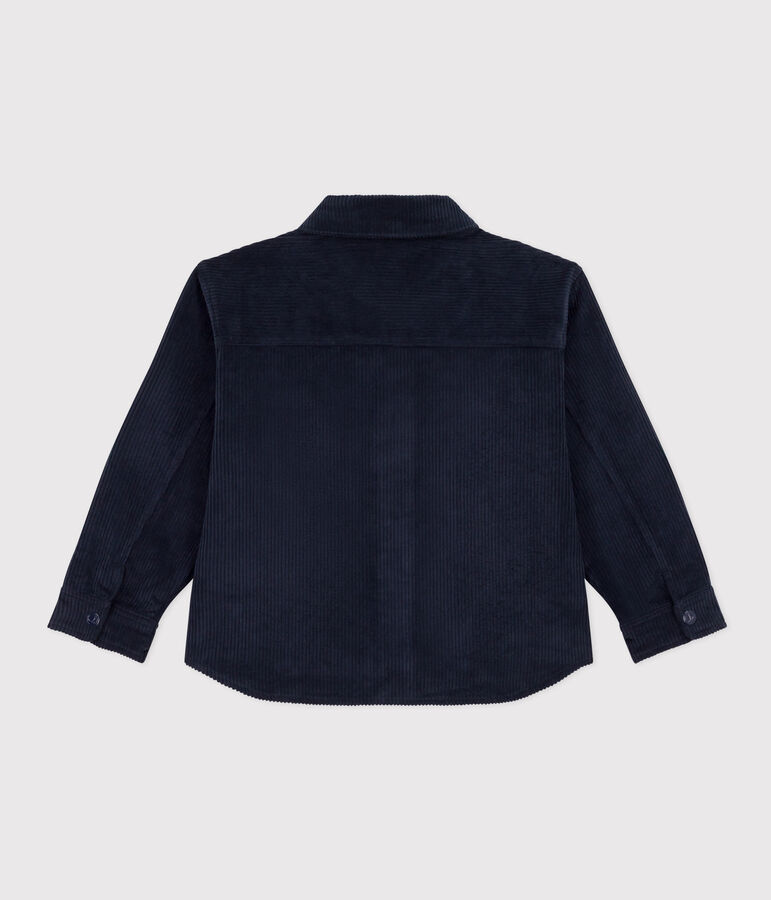 Boys' chunky-rib corduroy overshirt blue